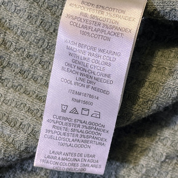 BRIGGS Women's Green Waffle Knit Button Down Shirt Top Long Sleeve Size L - Picture 5 of 9